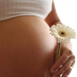 pancione donna incinta e margherita bianca